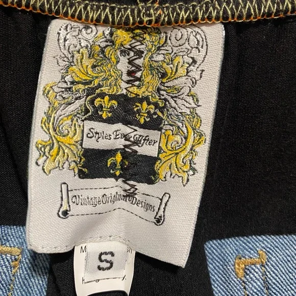 Styles Ever After Vintage Original Designs Denim & Black Stretch Pants NWT - Picture 6 of 11